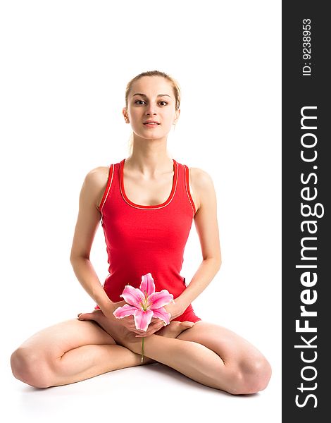 Blond Girl  In Yoga Pose