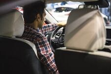 Young Man Driving Car Royalty Free Stock Images