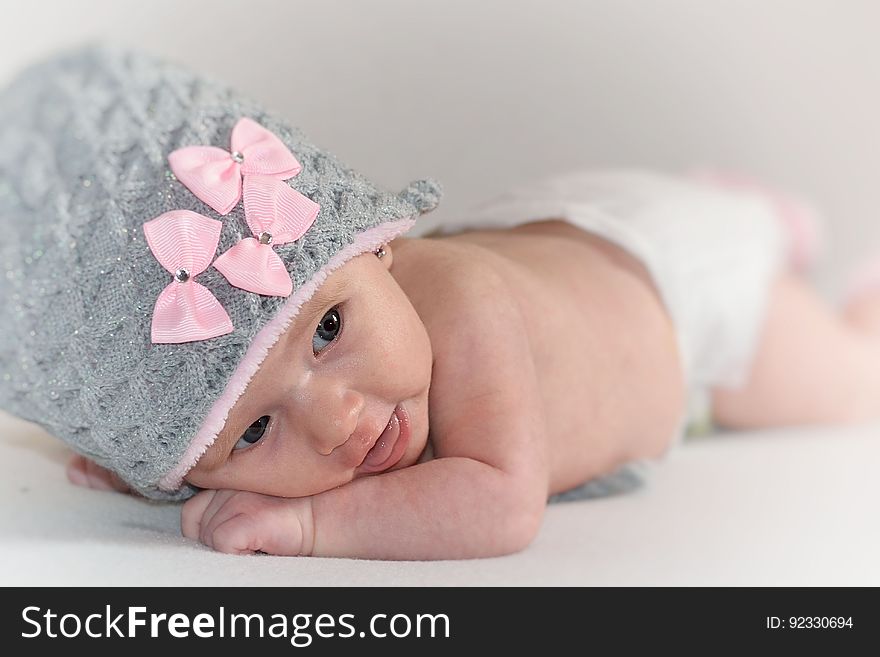 Baby Wearing Wool Cap