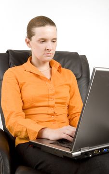 Young Woman Working On Laptop Royalty Free Stock Image