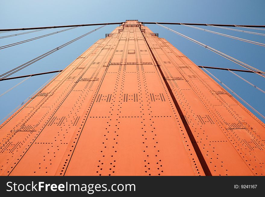 A pillar of Golden Gate Bridge, San Francisco (USA)
