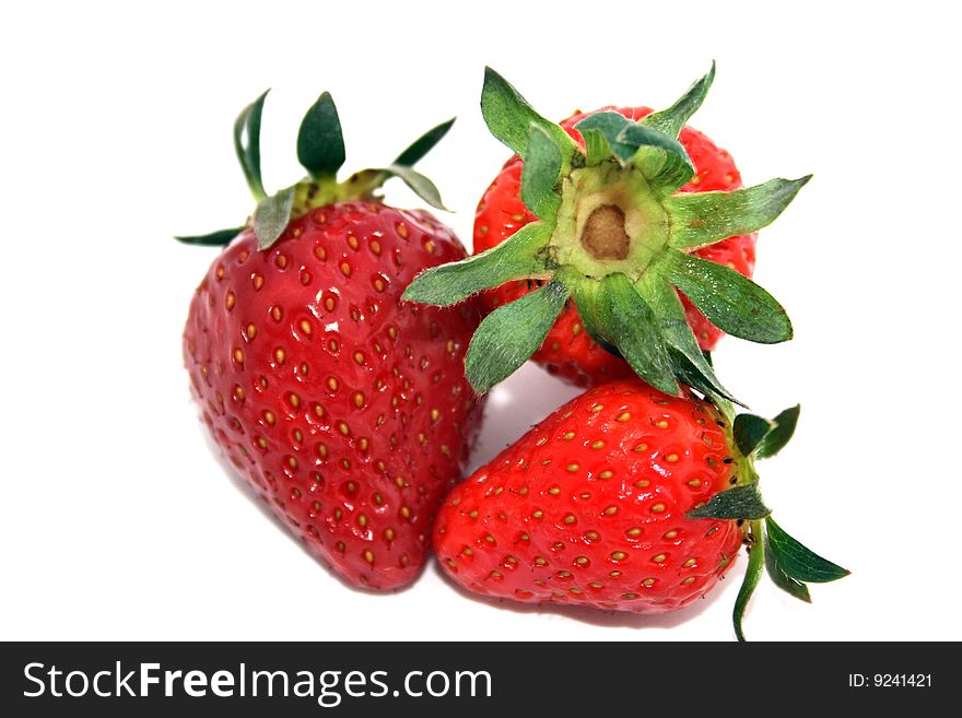 Strawberries close up isolated on white backgrownd