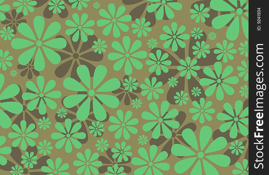 Vector illustraition of green Retro Daisy Pattern. Vector illustraition of green Retro Daisy Pattern