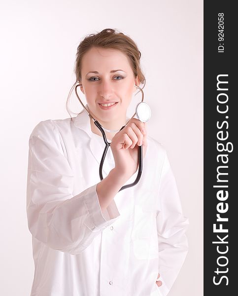 Nurse. Young female doctor with stethoscope. Nurse. Young female doctor with stethoscope.