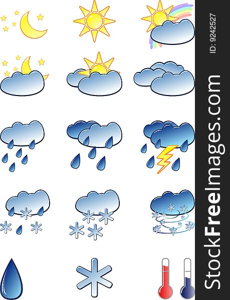 Weather icons set. Vector illustration