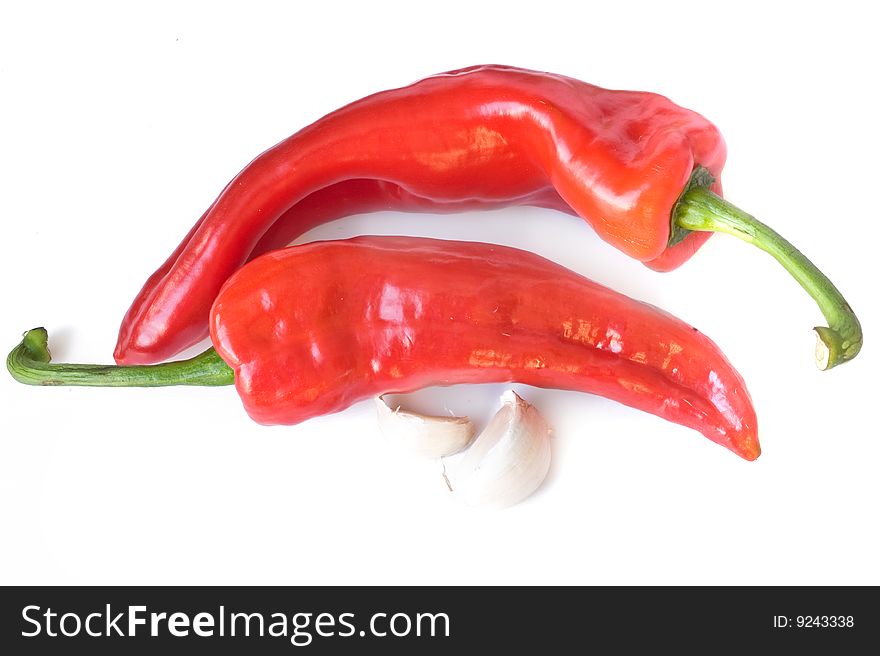 Vegetarian  background with two
red  chili peppers. Vegetarian  background with two
red  chili peppers