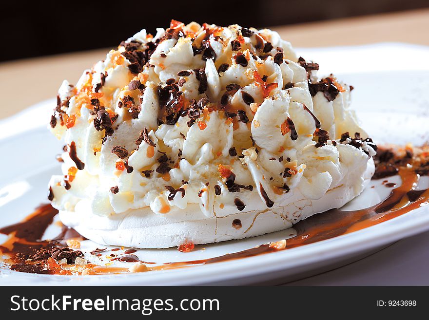 Ice cream with nuts and chocolate sauce. Ice cream with nuts and chocolate sauce