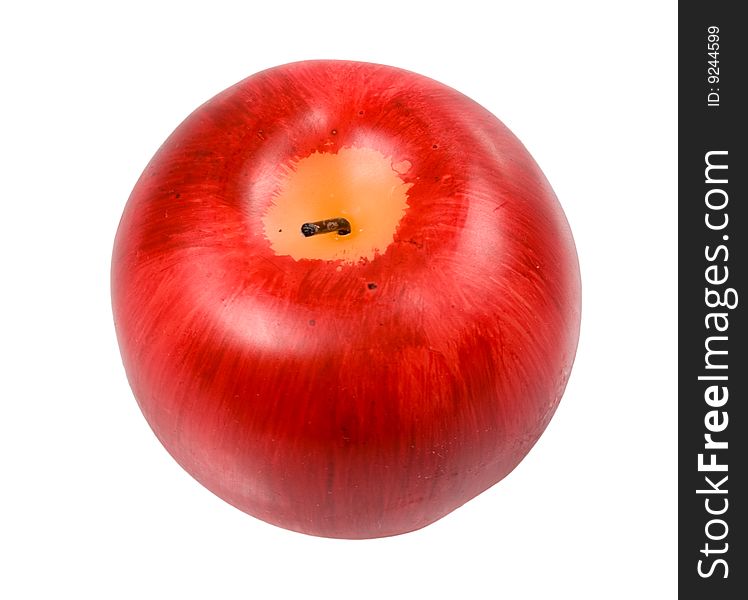 Candle looking like apple on white with clipping path. Candle looking like apple on white with clipping path