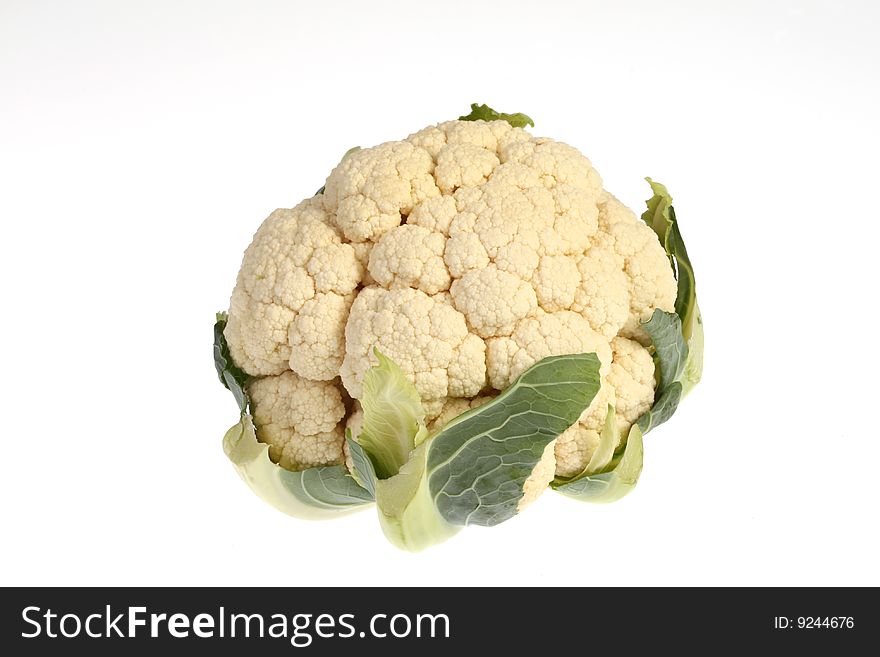 Vegetables - single cauliflower on white