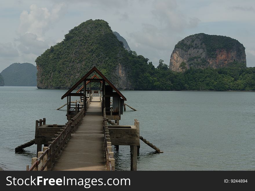 Jetty, Thai islands in background