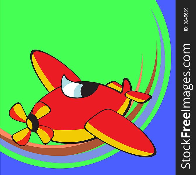 Vector illustration of Transport Cartoon. Little funky airplane