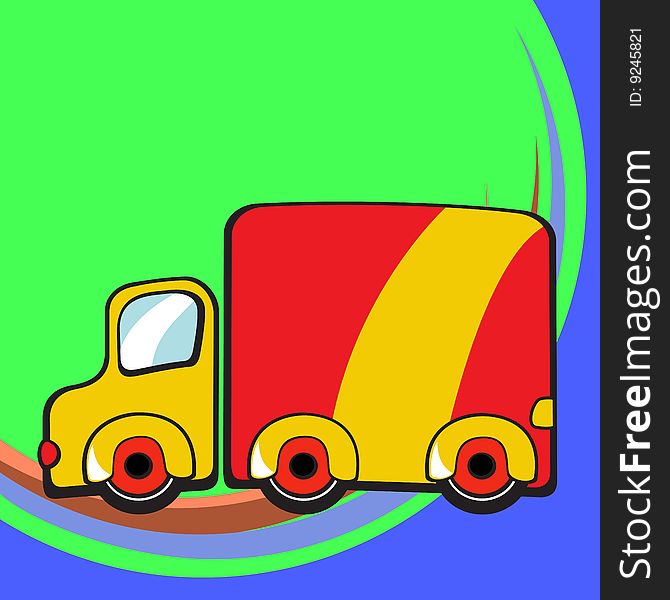 Vector illustration of Transport Cartoon. Little funky truck