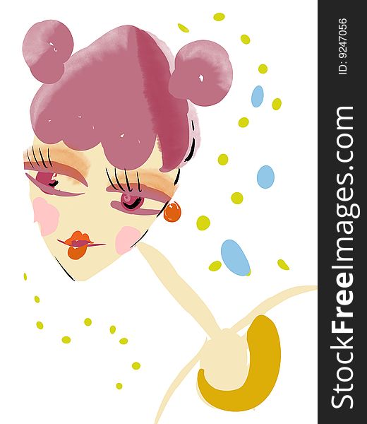 Illustration drawing of fashion girl face. Illustration drawing of fashion girl face