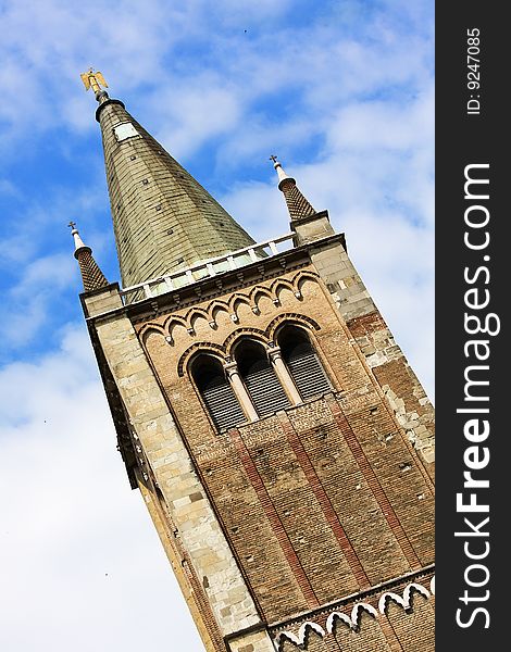 Ancient tower with blue sky. Ancient tower with blue sky