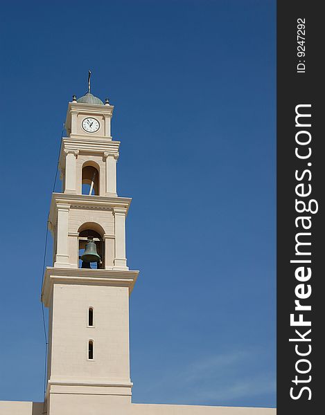 Clock on the church chapel in Jaffo, Israel. Clock on the church chapel in Jaffo, Israel