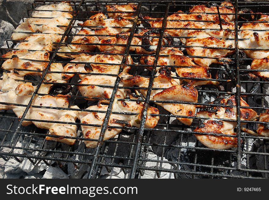 Barbecue prepared on open fire