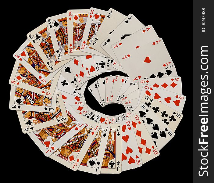 Playing cards on black background