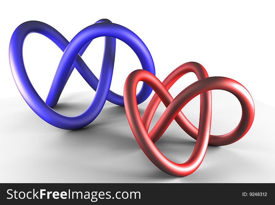 Two red blue helix 3d. Two red blue helix 3d