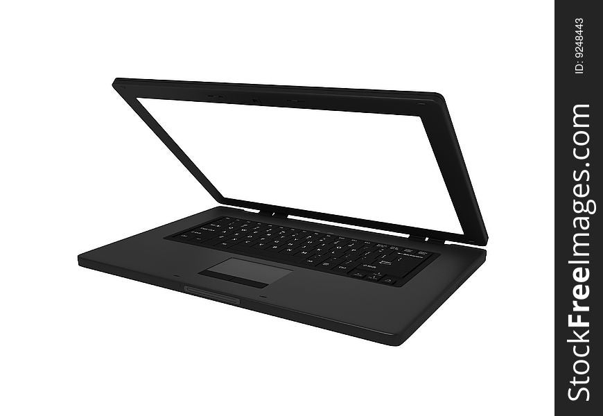 Black laptop isolated on white