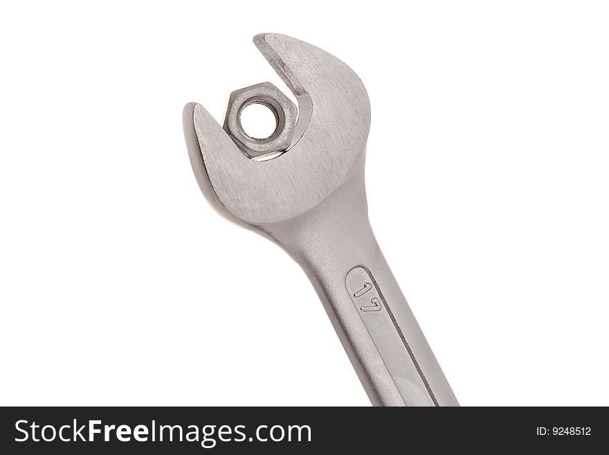 Steel wrench with silver nut. Steel wrench with silver nut