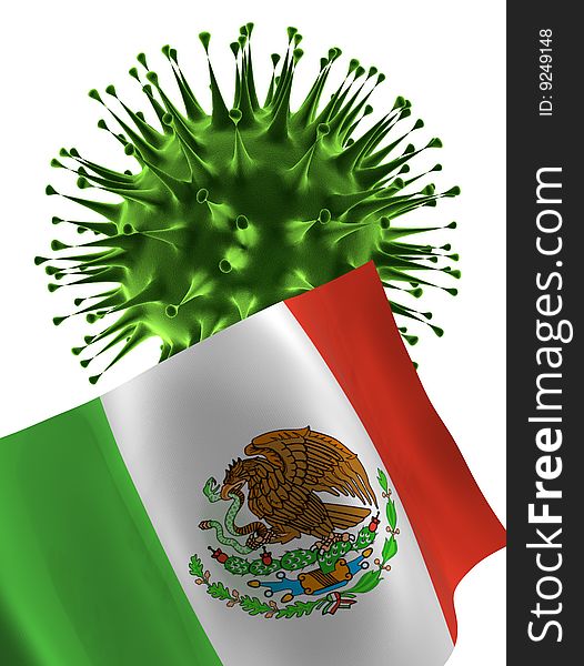 Flu virus with mexico flag. Flu virus with mexico flag