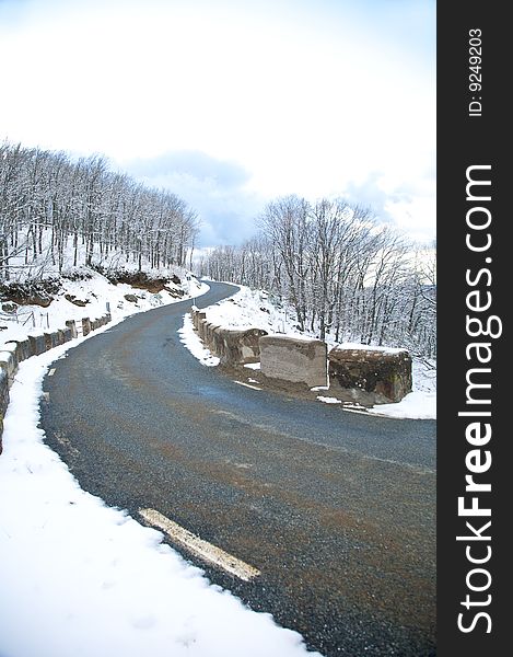 Road with snow at gredos mountains in avila spain. Road with snow at gredos mountains in avila spain