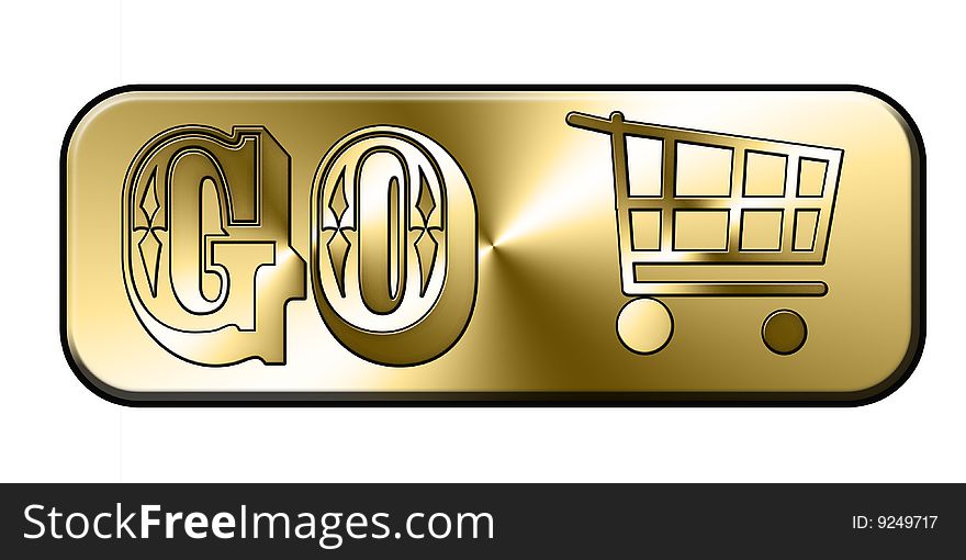 Illustration of the golden web shop button. Illustration of the golden web shop button