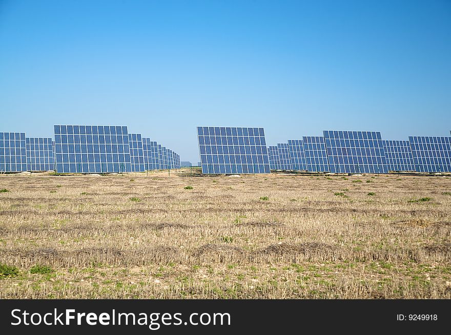 Solar panels with blue sky in valladolid spain. Solar panels with blue sky in valladolid spain