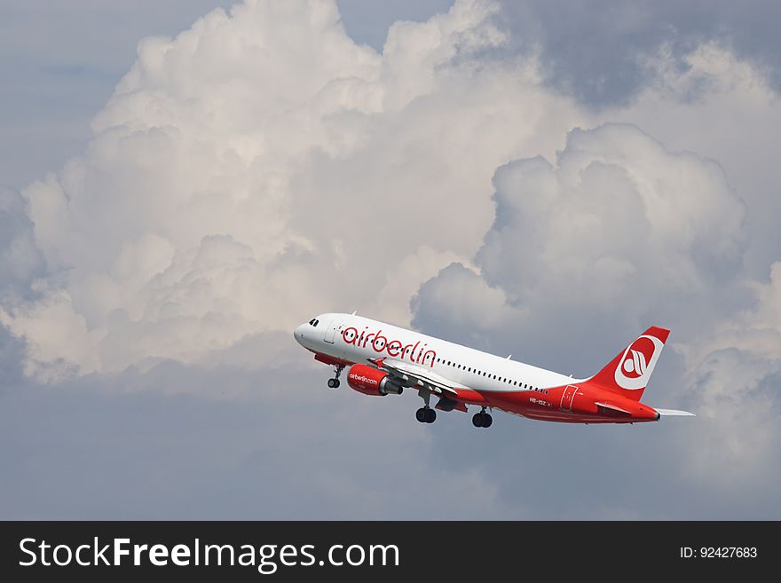 Air Berlin Red and White Airplane