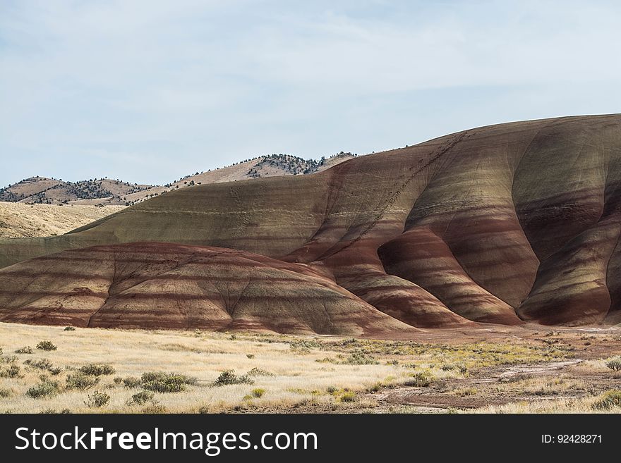 Sandstone hills in a desert.