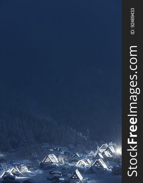 Historic Village of Shirakawago in winter, Japan.