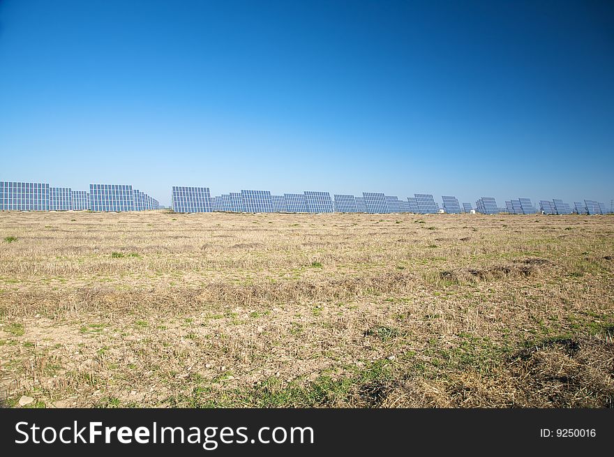 Solar panels with blue sky in valladolid spain. Solar panels with blue sky in valladolid spain