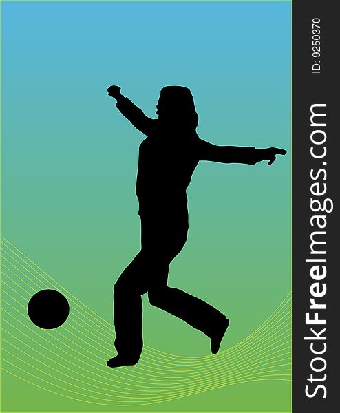 Playing football abstract vector silhouette