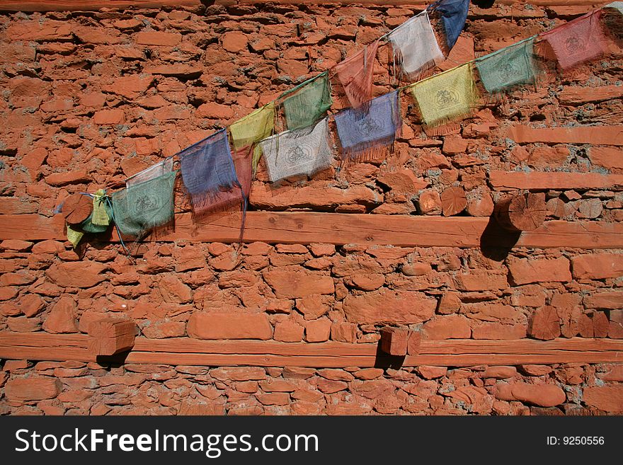 Prayer flags in Braga, Nepal