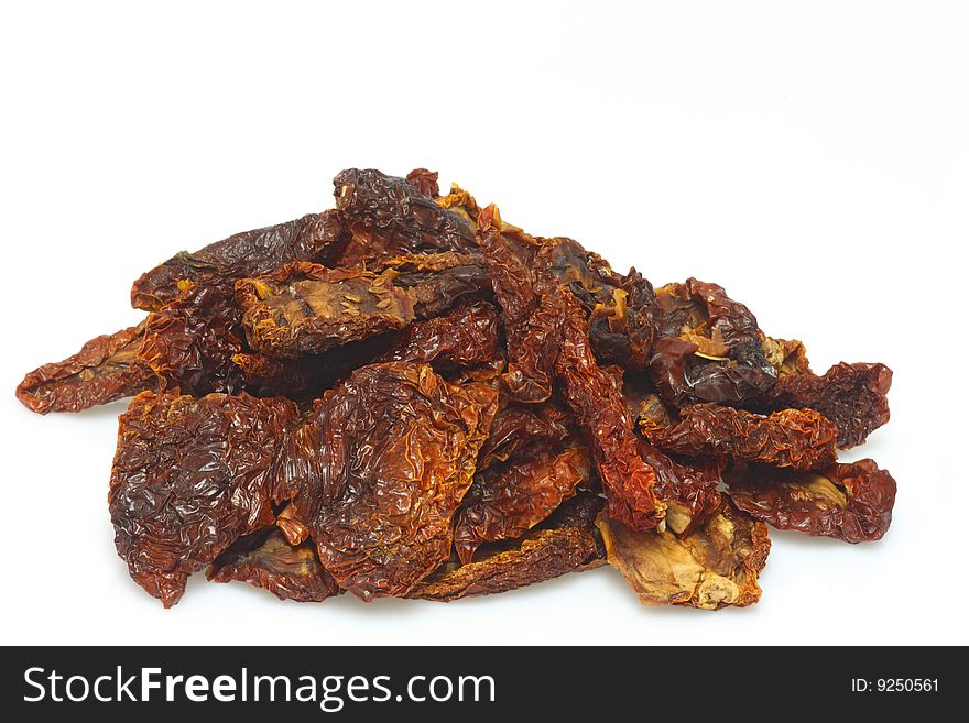 Close up from dried tomatoes on bright  background