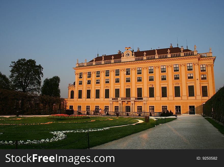 This is the beautiful palace of Schoenbrunn in Vienna / Austria