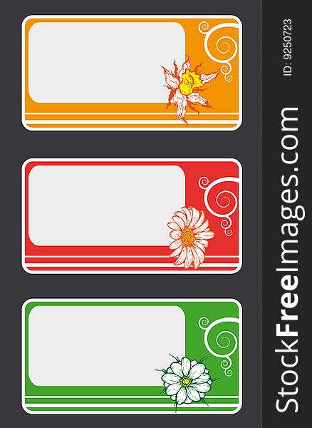 Vector collection 3 business cards templates with floral design