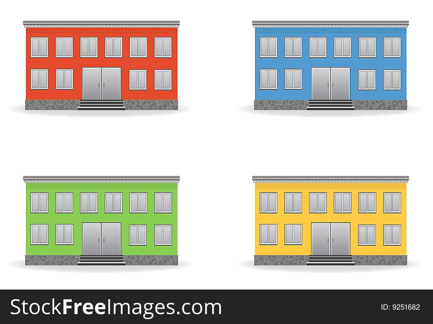 Set of 4 colorful houses