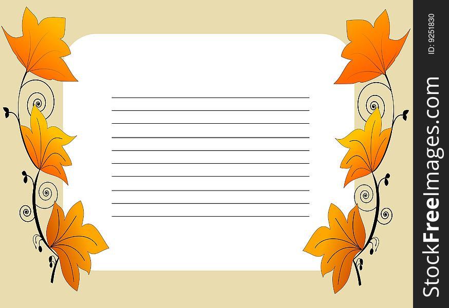 Vector of autumn leaves on the side of page