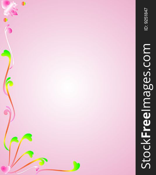 Pink Background With Colorful Foliage..