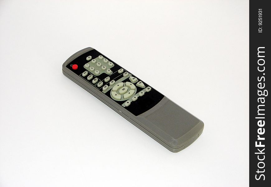 A clean shot of a remote control against a white background.