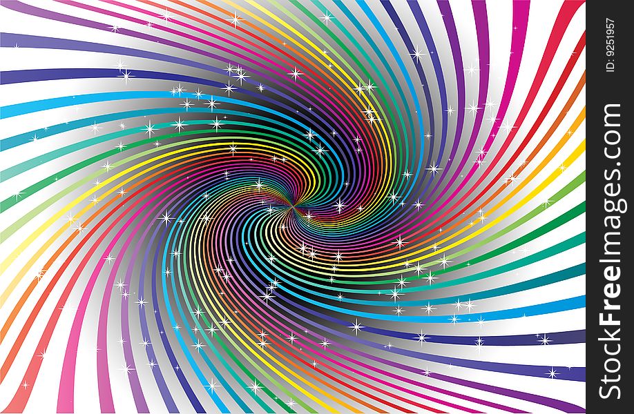 Colorful swirl with glitters and rainbow spectrum