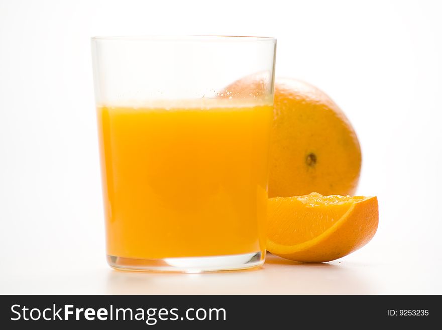 Natural fresh and delicious orange juice glass