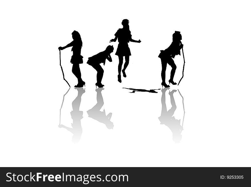 Silhouettes of a girl in various classic poses. Silhouettes of a girl in various classic poses.