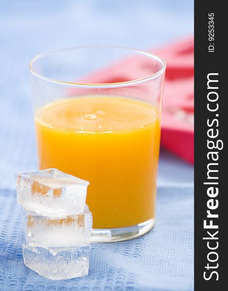 Natural fresh and delicious orange juice glass