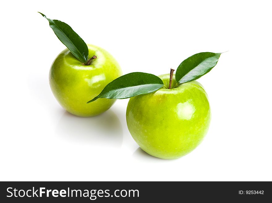 Two green Apples, isolated on white. Two green Apples, isolated on white