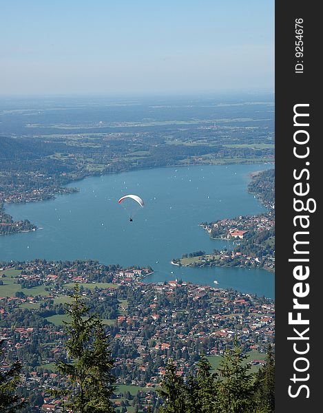 Panorama showing the hole Tegernsee in Bavaria. Panorama showing the hole Tegernsee in Bavaria