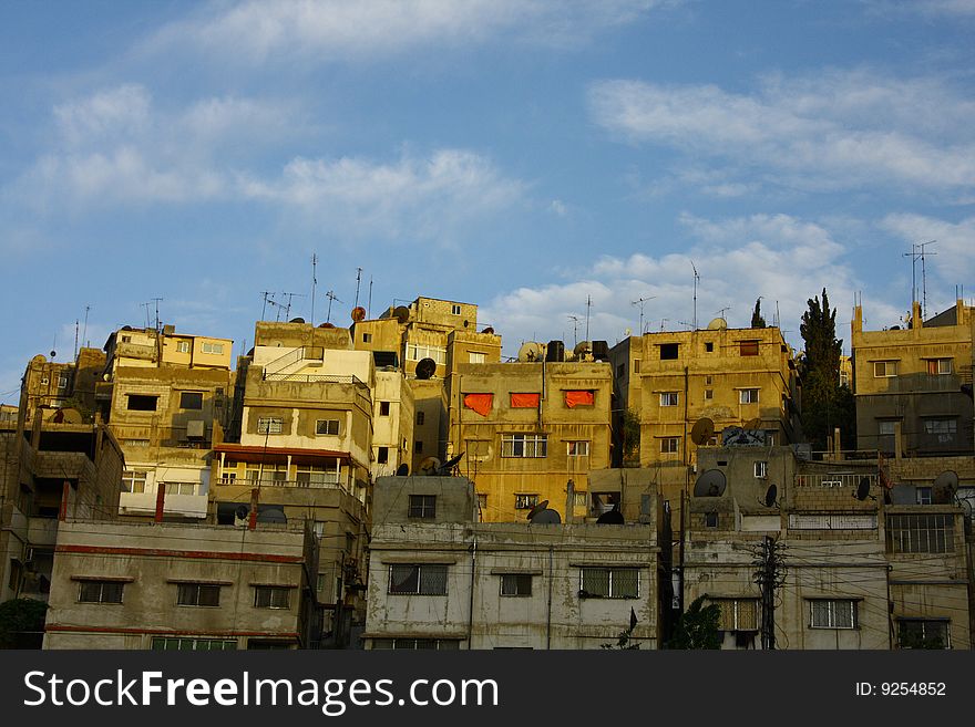 Old houses in the old part of the capital of Jordan