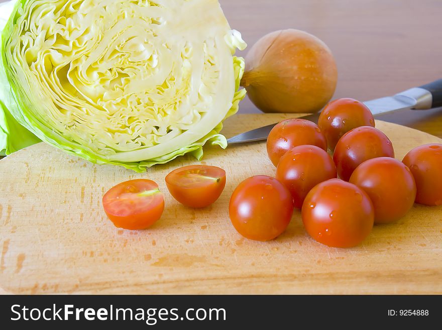 Fresh vegetables on cutting board