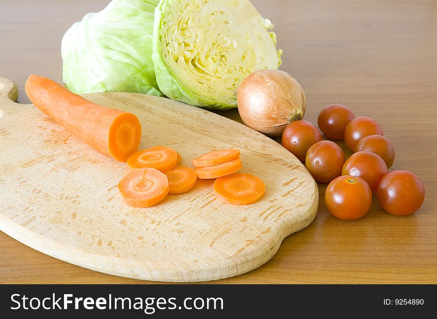Fresh vegetables on cutting board